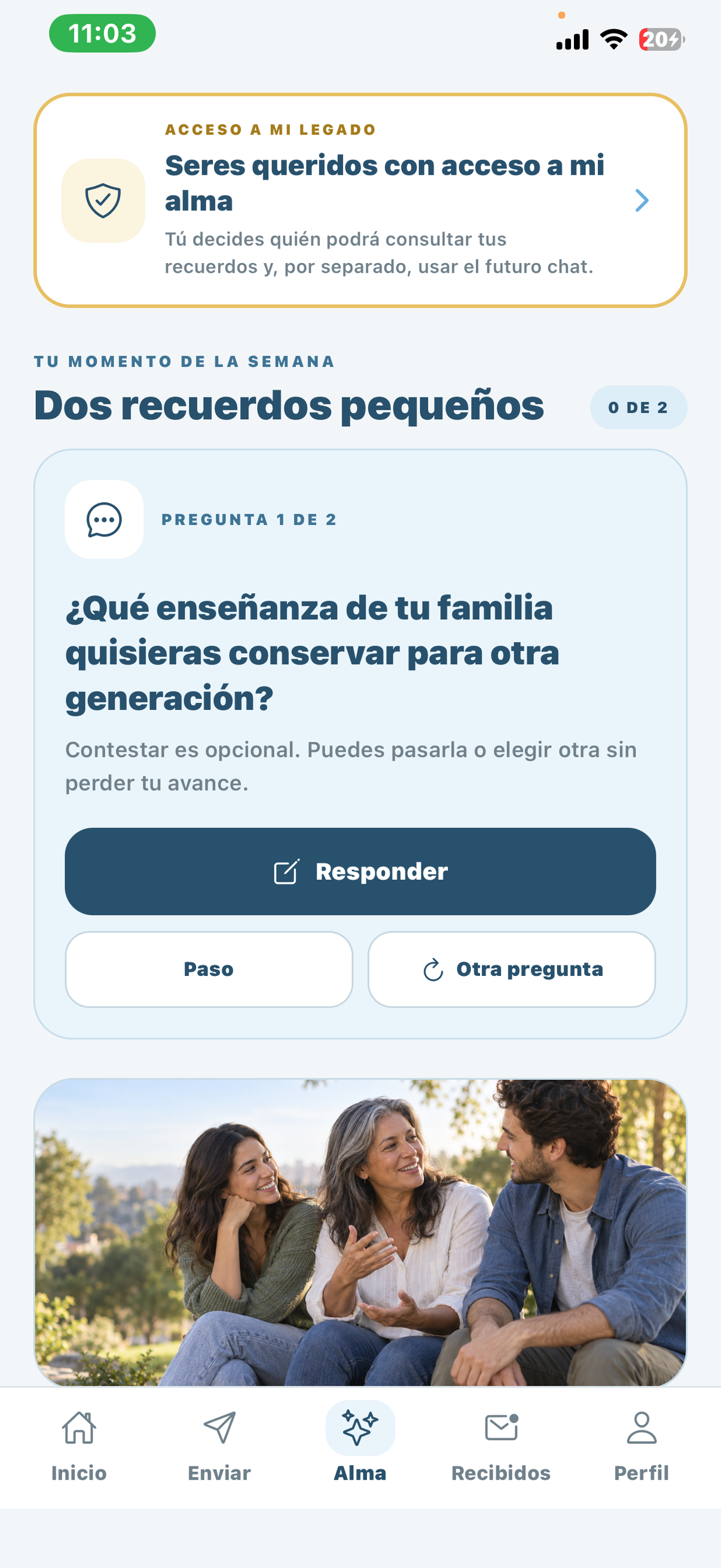 Pantalla de Alma de Legado